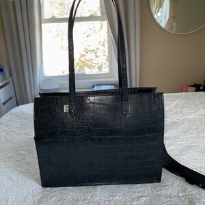 Beis The Work Tote in Black Croc